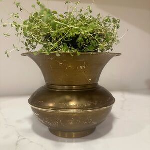 Small Vintage Brass Planter | Rustic Worn-In Charm